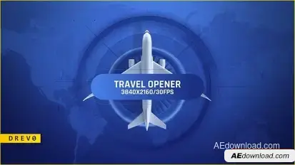 Travel Opener/ Airplane to Air/ Ticket/ Clouds/ Blue Sky/ Baggage/ Online App/ Earth Map/ World Asia Openers template preview