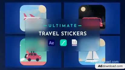Travel Stickers Animation Elements template preview