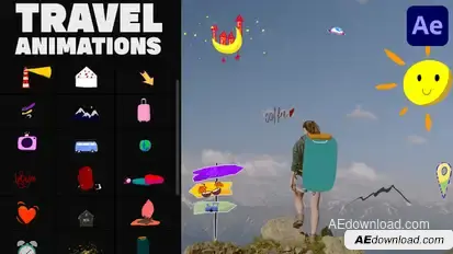 Travel Stickers for After Effects Elements template preview