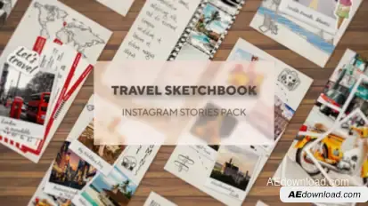 Traveler's Sketchbook - Instagram Stories Pack Video Displays template preview
