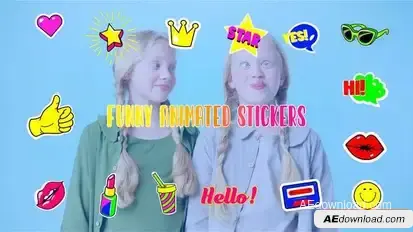 Videohive Trendy Style Animated Funny Stickers Element Pack After Effects Template Elements template preview