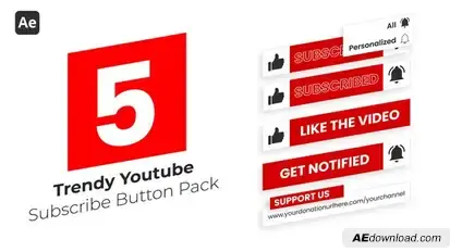 Trendy Youtube Subscribe Button Pack Elements template preview