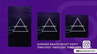 Tropical Summer Beach Night Party Instagram Reel Openers template preview
