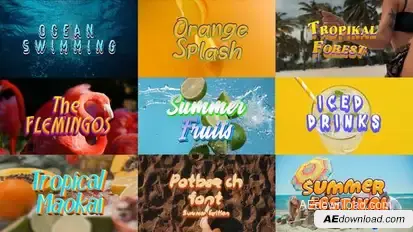 Tropical Summer Text Effects Pack – Fruits, Birds & Cold Drink Vibes Titles template preview