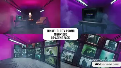 Tunnel Old Tv Promo Video Displays template preview