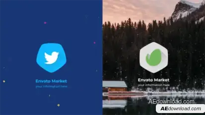 Twisted Logo Reveal – Minimal 2D Intro Animation with Rotating Abstract Shapes, Social Media Brandin Logo Stings template preview