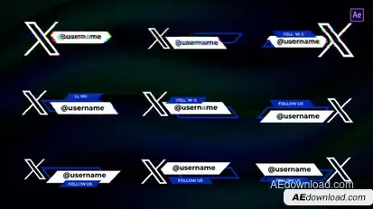 Twitter X Glitch Lower Thirds | After Effects Elements template preview