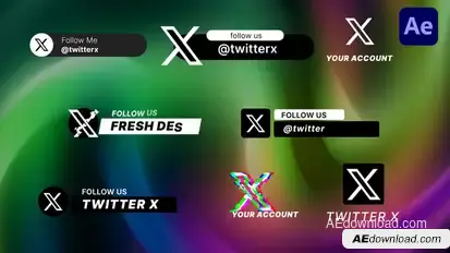Twitter X Lower Thirds 2023 Elements template preview