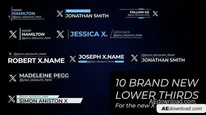 Twitter X Lower Thirds Logo Stings template preview