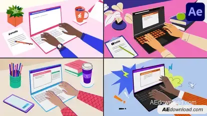 Typing Hands Explainer for After Effects Openers template preview
