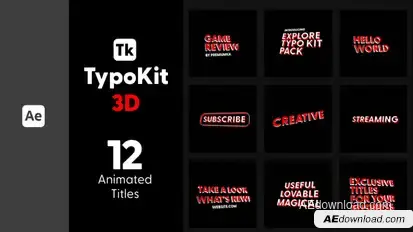 Typo Kit 3D Titles for After Effects Titles template preview