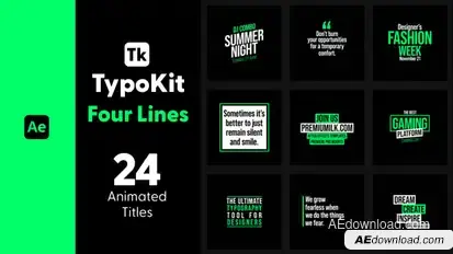 Typo Kit Four Lines Titles for After Effects Titles template preview