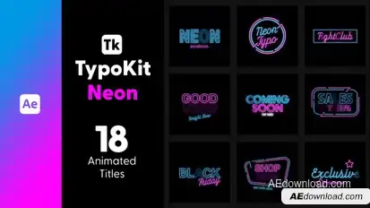 Typo Kit Neon Titles for After Effects Titles template preview