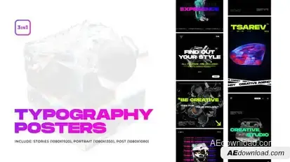 Typography Posters 3 in 1 Titles template preview