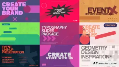 Typography Slides Pack Video Displays template preview