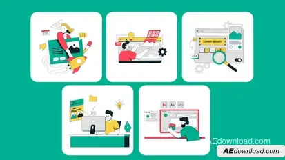 UI UX Animated Illustration After Effect Elements template preview