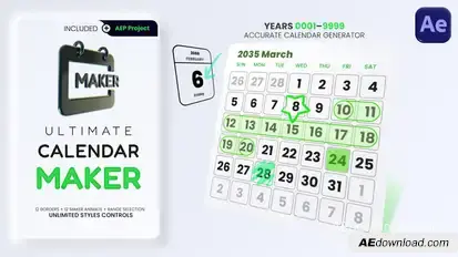 Ultimate Dynamic Calendar Toolkit (Essential Properties, Auto-Date Builder) Elements template preview