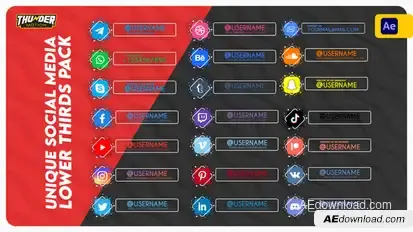 Unique Social Media Lower Thirds Pack Elements template preview