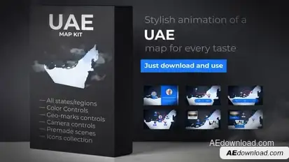 United Arab Emirates Map - Emirates UAE Map Kit Video Displays template preview