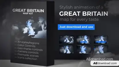 United Kingdom of Great Britain Map - UK Map - Britain Map Video Displays template preview