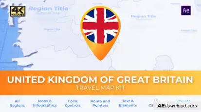 United Kingdom of Great Britain Map - United Kingdom Travel Map Video Displays template preview