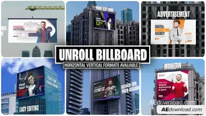 Unroll Billboard Mockup – Realistic 3D Outdoor Advertising Display Kit Product Promo template preview