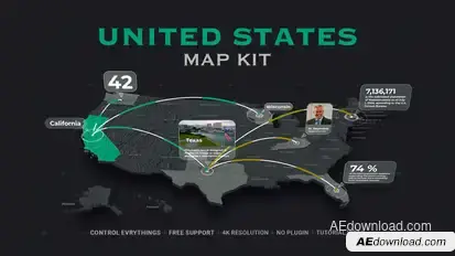 USA Map - United States Elements template preview