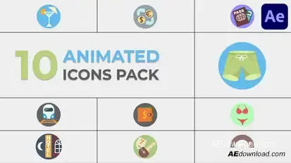 Vacation & Traveler Animated Icons for After Effects Elements template preview