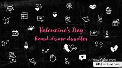 Valentine's Day Doodles Elements template preview