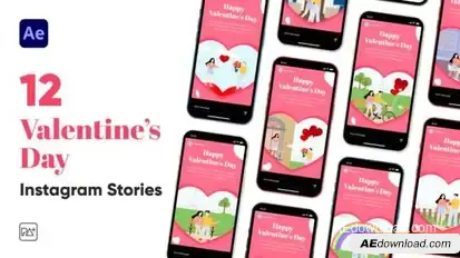 Valentine's Day Instagram Pack for After Effects Openers template preview