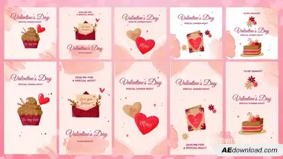 Valentine's day Invitation Instagram Post & Stories - Cartoon Animation Pack Video Displays template preview