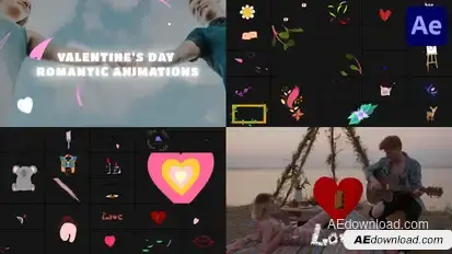 Valentine's Day Romantic Animations for After Effects Elements template preview