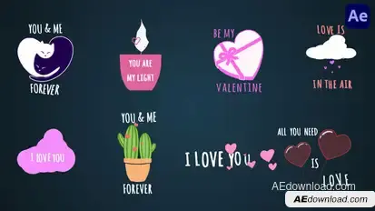 Valentine's Day text animations [After Effects] Titles template preview