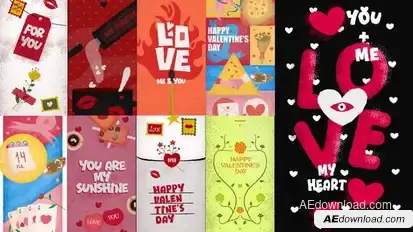 Valentine's Day Vertical Stories Package Elements template preview