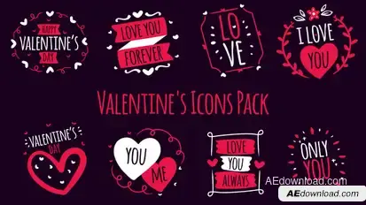 Valentine's Icons Pack V2 Elements template preview