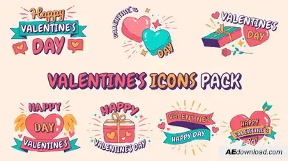 Valentine's Icons Pack V3 Elements template preview