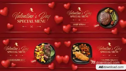 Valentine's Menu Restaurant Promo B221 Product Promo template preview