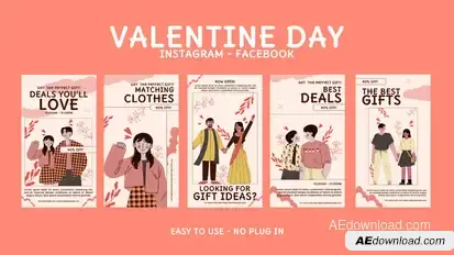 Valentine Day Celebration Instagram Stories Openers template preview