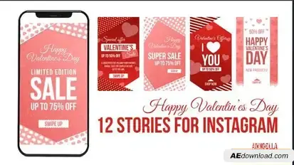 Valentine Day Sales Instagram Story Openers template preview
