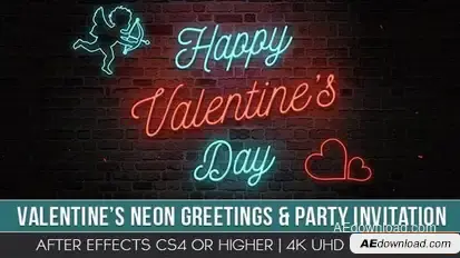 Valentine’s Neon Greeting & Party Invitation Openers template preview