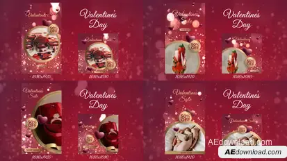 Valentines day instagram stories and post Video Displays template preview