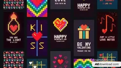 Valentines Day Pixel Stories Openers template preview