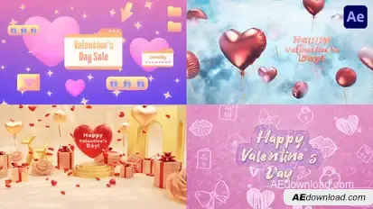 Valentines Day Titles Reveal Pack Titles template preview
