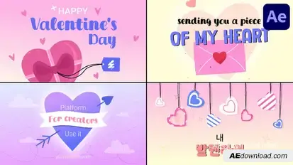 Valentines Typography for After Effects Titles template preview