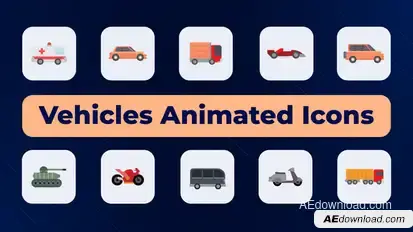Vehicles Animated Icons Elements template preview