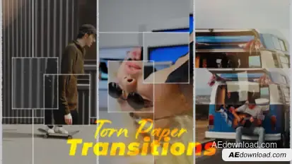 Verical Torn Paper Transitions Elements template preview