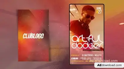 Vertical Animated Nightclub Flyer Template Video Displays template preview