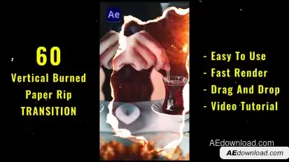 Vertical Burned Paper Rip Transition Pack broadcast-packages template preview