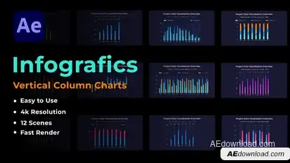 Vertical Column Charts Infographics template preview