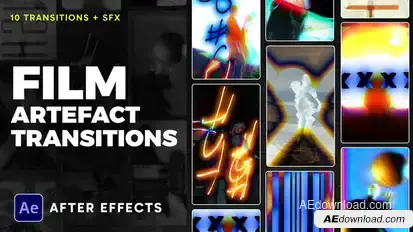 Vertical Film Artefact Transitions Elements template preview